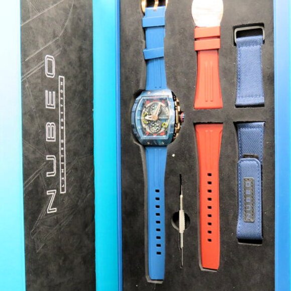 Nubeo Men's 48mm Magellan Chronograph Limited Edition Watch with Rubber Straps - Picture 3 of 14